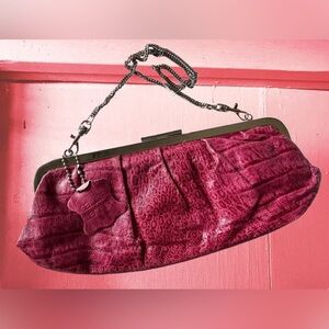 Giani Bernini Fuchsia Leather Animal Pattern Clutch/Crossbody  NWOT